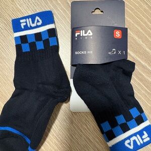 Fila Kids Checkered Black and Blue Socks
